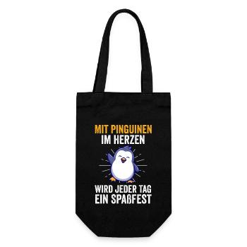 Süße Pinguin - Geschenkbeutel für Flaschen - Schwarz - Vorne
