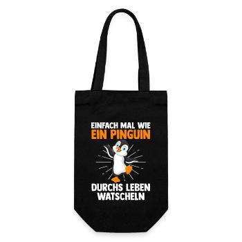 Süße Pinguin - Geschenkbeutel für Flaschen - Schwarz - Vorne