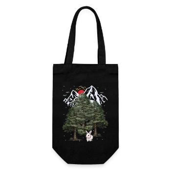 Alps, Bunny, Winter, Snowfall, Christmas, Rabbit - Gift Bag for Bottles - black - Front