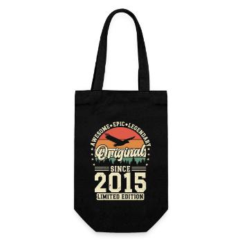 Zeitreise Geburtstag 2015 - Geschenkbeutel für Flaschen - Schwarz - Vorne