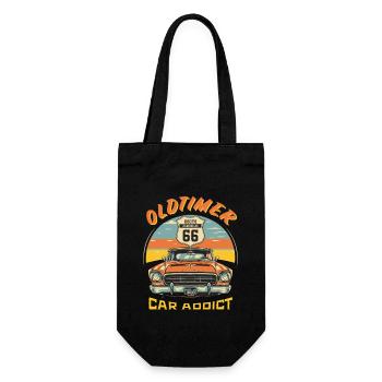 OLDTIMER – CAR ADDICT - Geschenkbeutel für Flaschen - Schwarz - Vorne