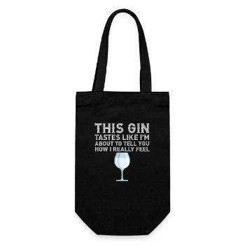 This Gin Tastes Cool Drinking Alcohol Pun Beer - Gift Bag for Bottles - black - Front