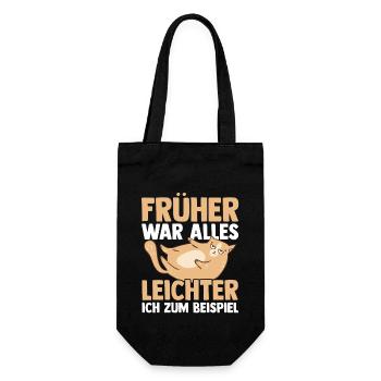 Früher War Alles Leichter Katze Lustige Sprüche - Geschenkbeutel für Flaschen - Schwarz - Vorne