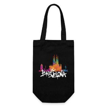 Barcelona Skyline Graffiti Schriftzug - Geschenkbeutel für Flaschen - Schwarz - Vorne