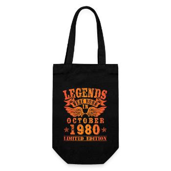 Legends were born in Oktober 1980 Geburtstag - Geschenkbeutel für Flaschen - Schwarz - Vorne