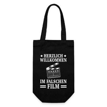 Herzlich Willkommen Im Flaschen Film Kinospruch - Geschenkbeutel für Flaschen - Schwarz - Vorne