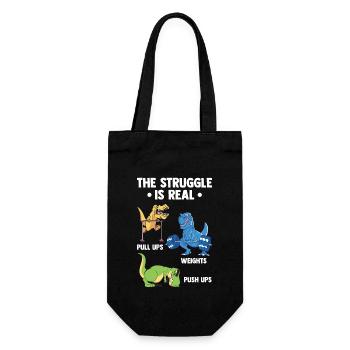 Struggle Is Real Dinosaurier Gym Fitness Saurier - Geschenkbeutel für Flaschen - Schwarz - Vorne