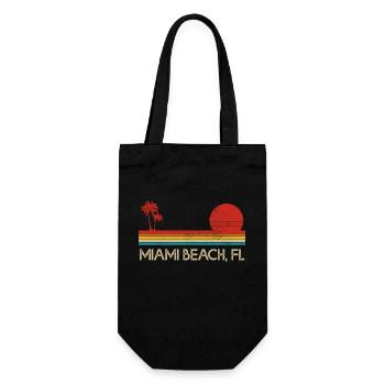 Miami Beach Florida USA Retro Vintage - Geschenkbeutel für Flaschen - Schwarz - Vorne