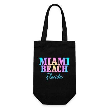 Miami Beach Florida USA Retro Vintage - Geschenkbeutel für Flaschen - Schwarz - Vorne