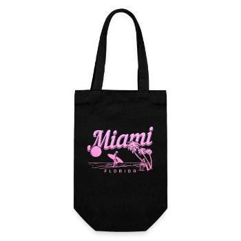 Miami Beach Florida USA Retro Vintage - Geschenkbeutel für Flaschen - Schwarz - Vorne