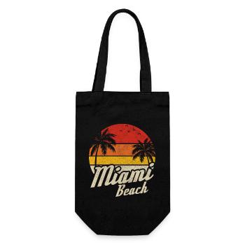 Miami Beach Florida USA Retro Vintage - Geschenkbeutel für Flaschen - Schwarz - Vorne