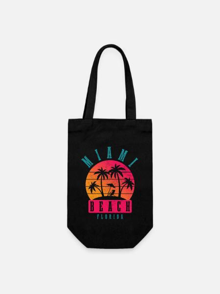 Miami Beach Florida USA Retro Vintage - Geschenkbeutel für Flaschen - Schwarz