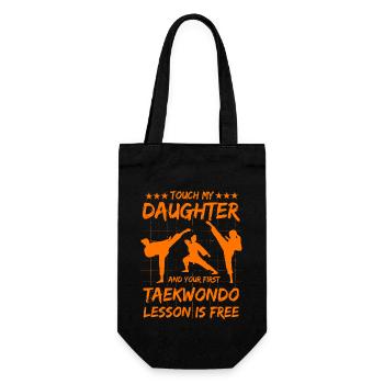 Touch my Daughter und deine erste Taekwondo-Lektion - Geschenkbeutel für Flaschen - Schwarz - Vorne