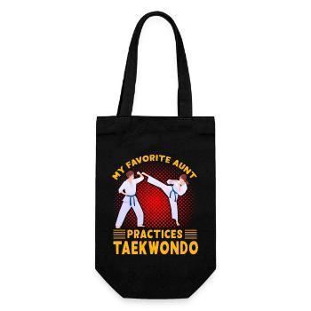 Meine Lieblingstante trainiert Taekwondo - Geschenkbeutel für Flaschen - Schwarz - Vorne