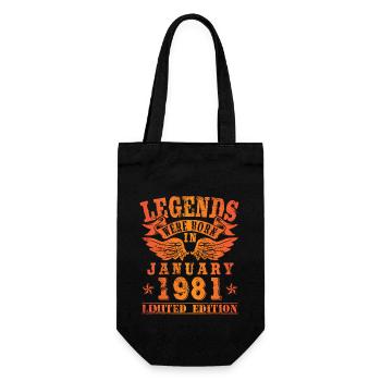 Legends were born in Januar 1981 Geburtstag - Geschenkbeutel für Flaschen - Schwarz - Vorne