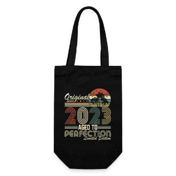 Eleganter Vintage: 2023 Retro Geschenk 2023 - Geschenkbeutel für Flaschen - Schwarz - Vorne