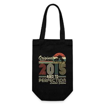 Jahrgang 2015 bis zur Perfektion gereift - Geschenkbeutel für Flaschen - Schwarz - Vorne