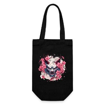 Japanese Hannya Demon Samurai Warrior Oni Mask - Gift Bag for Bottles - black - Front