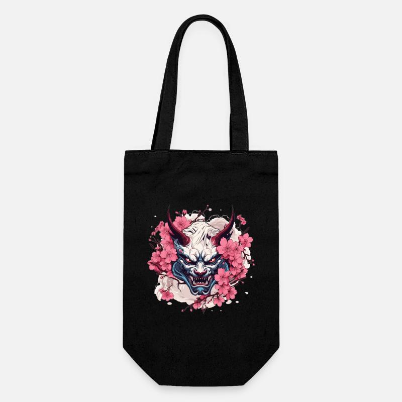 Japanese Hannya Demon Samurai Warrior Oni Mask - Gift Bag for Bottles - black