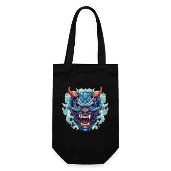 Japanese Hannya Demon Samurai Warrior Oni Mask - Gift Bag for Bottles - black - Front