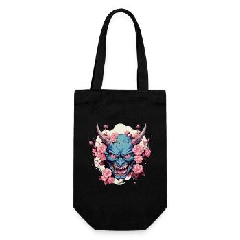 Japanese Hannya Demon Samurai Warrior Oni Mask - Gift Bag for Bottles - black - Front