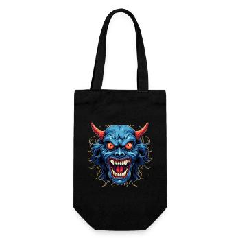 Japanese Hannya Demon Samurai Warrior Oni Mask - Gift Bag for Bottles - black - Front