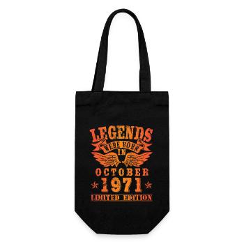Legends were born in Oktober 1971 Geburtstag - Geschenkbeutel für Flaschen - Schwarz - Vorne