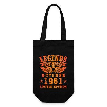 Legends were born in October 1961 birthday - Gift Bag for Bottles - black - Front