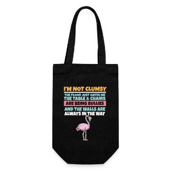 I'm Not Clumsy The Floor Hates Me Foolish Flamingo - Gift Bag for Bottles - black - Front