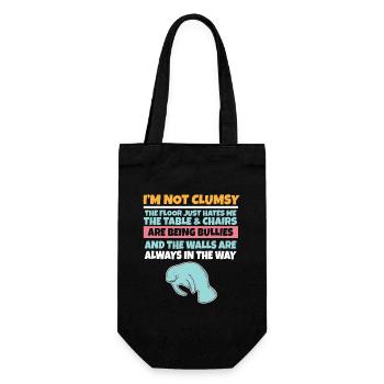 I'm Not Clumsy The Floor Hates Me Foolish Manatee - Gift Bag for Bottles - black - Front