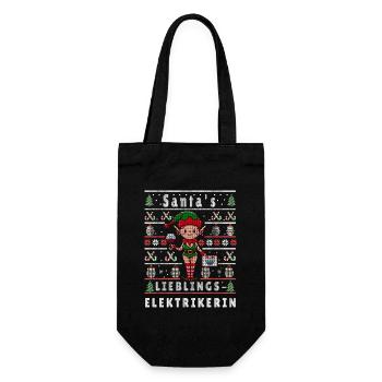 Ugly Weihnachten SANTAS LIEBLINGS Elektrikerin - Geschenkbeutel für Flaschen - Schwarz - Vorne