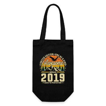 Creative 2019 Anniversary Celebration Retro Design - Gift Bag for Bottles - black - Front