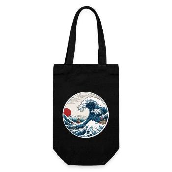 Ukiyo-E Waves Japan Vintage Streetwear - Gift Bag for Bottles - black - Front