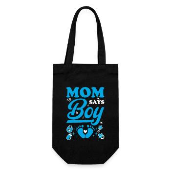 Mom Says Boy Babyparty Gender Reveal Geschenk - Geschenkbeutel für Flaschen - Schwarz - Vorne