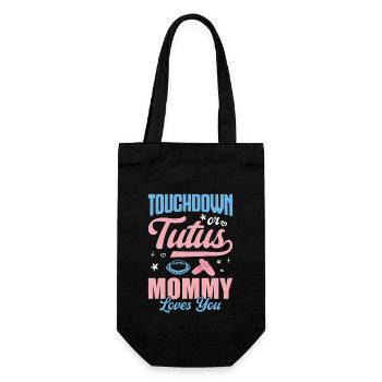 Touchdown Or Tutus Mommy Babyparty Gender Reveal - Geschenkbeutel für Flaschen - Schwarz - Vorne