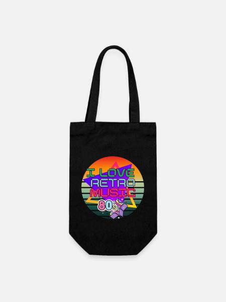 I love retro music - Gift Bag for Bottles - black