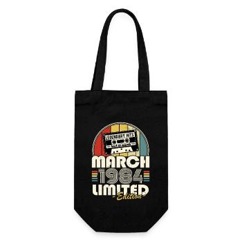 March 1984 Vintage Retro Birthday Gift - Gift Bag for Bottles - black - Front