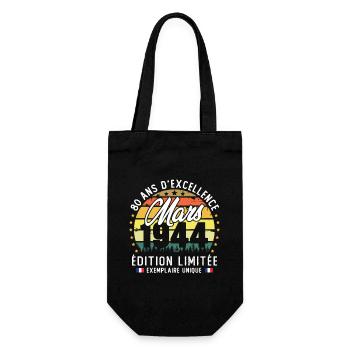 Mars 1944 Vintage Cadeau Anniversaire 80 Ans - Sac à bouteille - noir - Devant