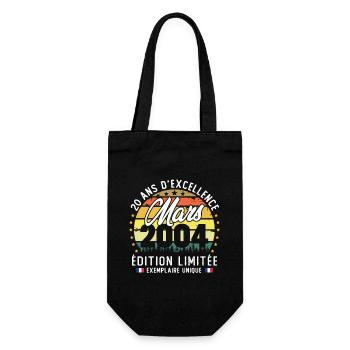 March 2004 Vintage 20 Year Anniversary Gift - Gift Bag for Bottles - black - Front