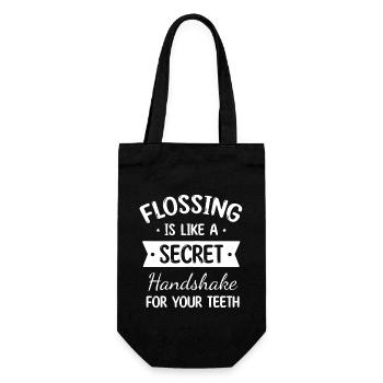 Flossing Is Like A Secret Handshake For Your Teeth - Gift Bag for Bottles - black - Front