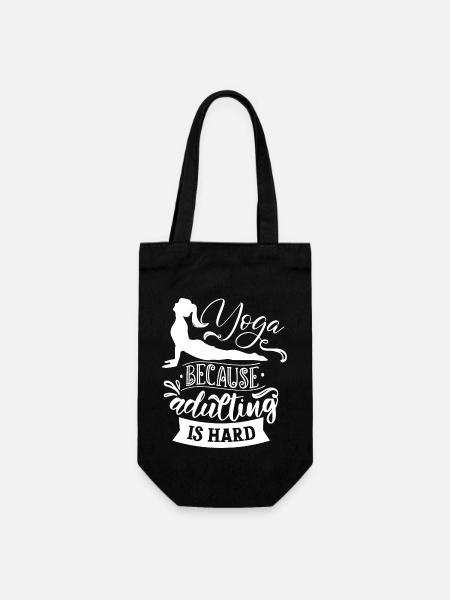 Yoga because adulting is hard - Gift Bag for Bottles - black