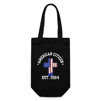 Citoyen américain Est 2024 Drapeau américain naturalisé - Sac à bouteille - noir - Devant