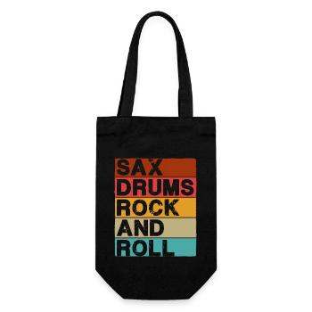 Saxophon Schlagzeug Rock And Roll - Geschenkbeutel für Flaschen - Schwarz - Vorne