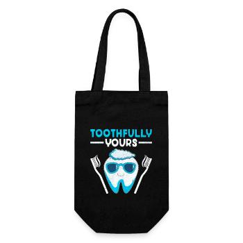Toothfully Yours Dentist Dental Dentistry Tooth De - Geschenkbeutel für Flaschen - Schwarz - Vorne