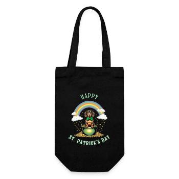 Rainbow Dachshund I Pot of Gold St. Patrick's Day - Geschenkbeutel für Flaschen - Schwarz - Vorne
