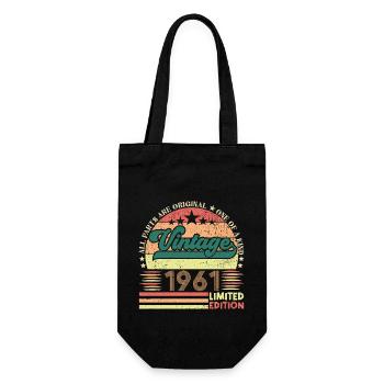 1961 Retro-Geburtstagsgeschenk. Jahrgang 1961. - Geschenkbeutel für Flaschen - Schwarz - Vorne