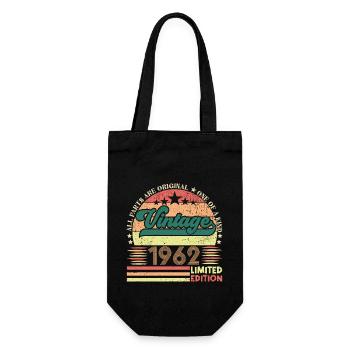 1962 Retro-Geburtstagsgeschenk. Jahrgang 1962. - Geschenkbeutel für Flaschen - Schwarz - Vorne