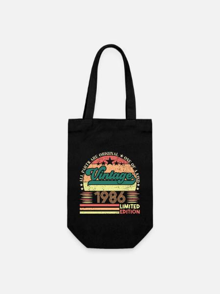 Retro 1986 Geburtstagsgeschenk. Jahrgang 1986. - Geschenkbeutel für Flaschen - Schwarz