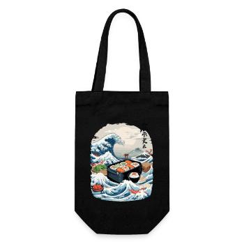 Japanese Sushi Ukiyo-E Art Aesthetic Design - Gift Bag for Bottles - black - Front
