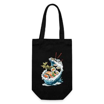Sushi Bowl Ukiyo-E Japon Design Esthétique Rétro - Sac à bouteille - noir - Devant